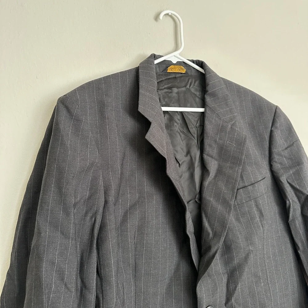Men's Brooks‎ Brothers BROOKSEASE Dark Grey Pinstripe Blazer Sportcoat Sz 43R